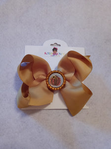 6 Inch Solid Colored Hair Bow with Pumpkin
