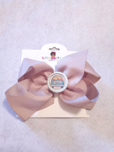 6 Inch Solid Colored Hair Bow with Pumpkin Truck