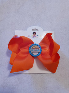 6 Inch Solid Colored Hair Bow with Pumpkin and Truck