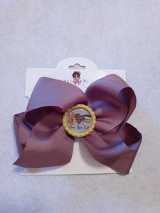 6 Inch Solid Colored Hair Bow with Peace Love and Fall