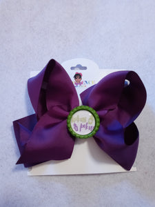 6 Inch Solid Colored Hair Bow with Hocus Pocus
