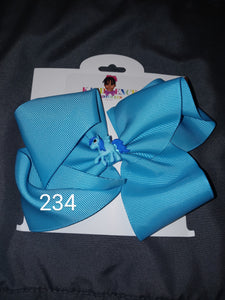 6 Inch Solid Colored Hair Bow with Unicorn