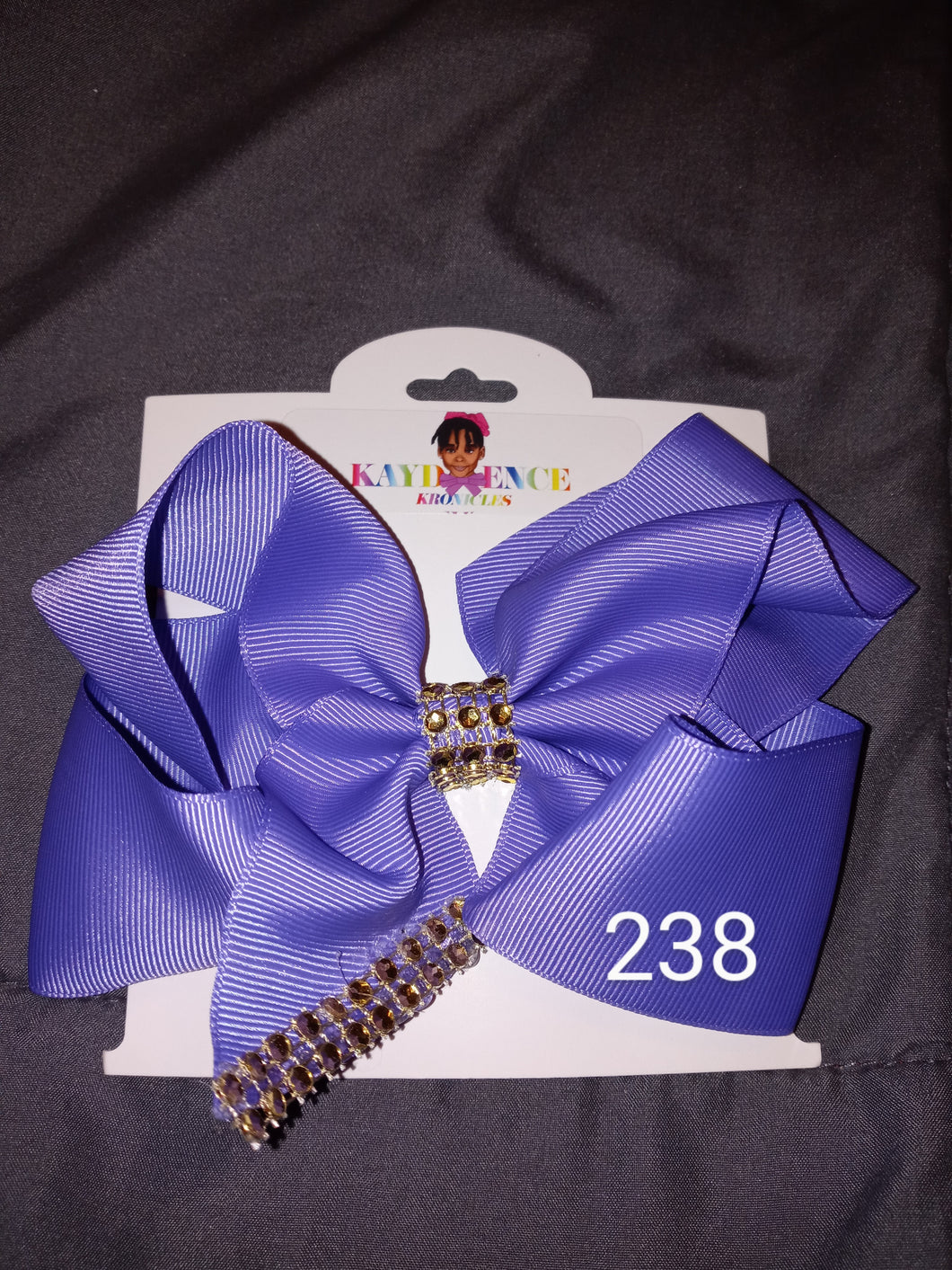 6 Inch Solid Colored Hair Bow with Rhinestones