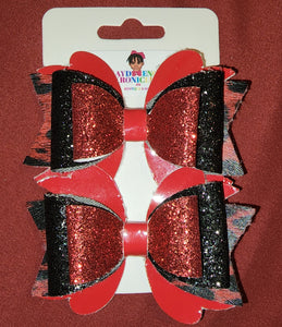2 pk Glitter and Leopard Boutique Hair Bow
