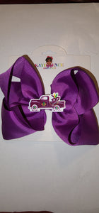 6 Inch Hair Bow with Mardi Gras Truck