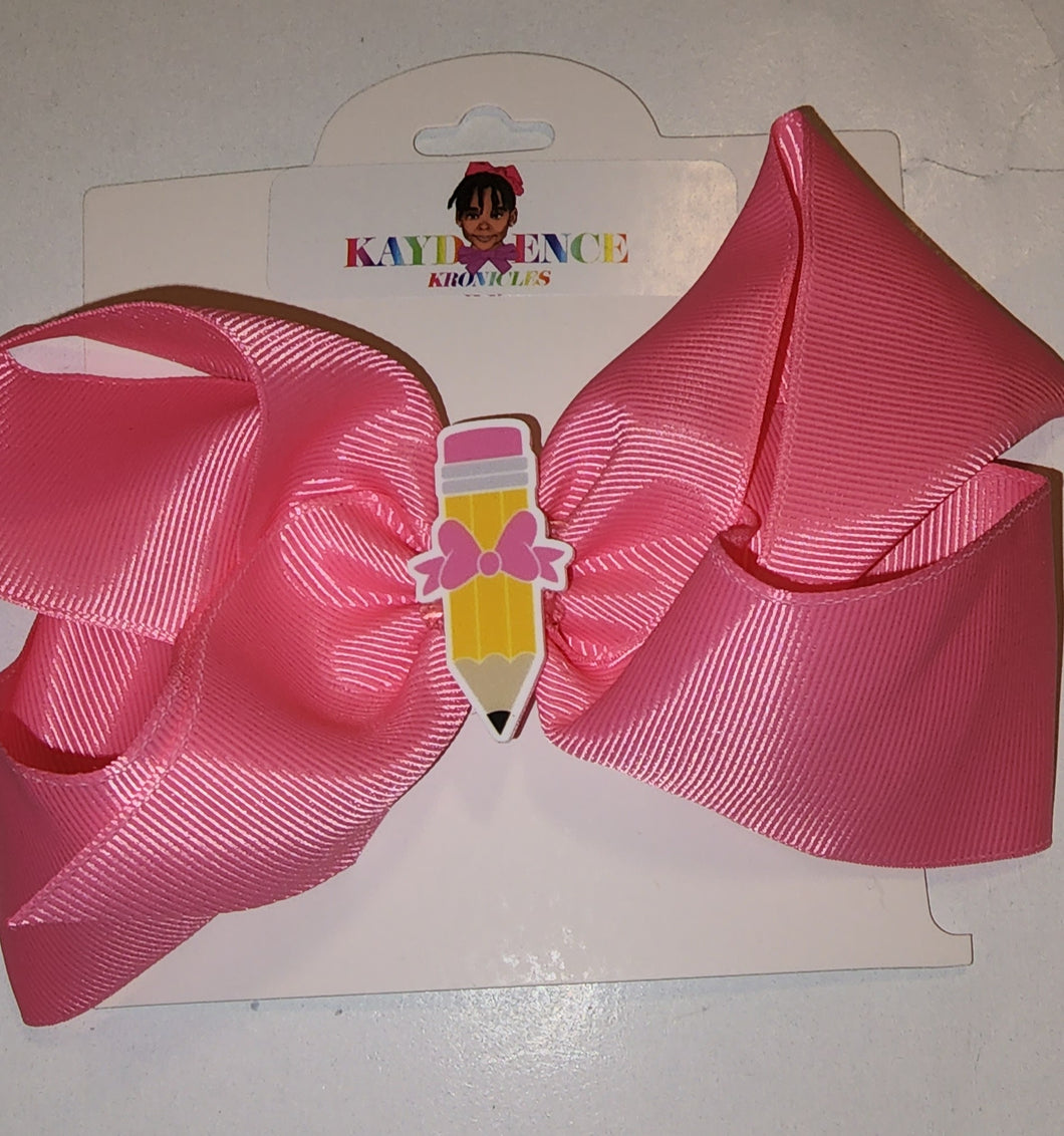 6 Inch Back to School/ BTS Hair Bow with Pencil