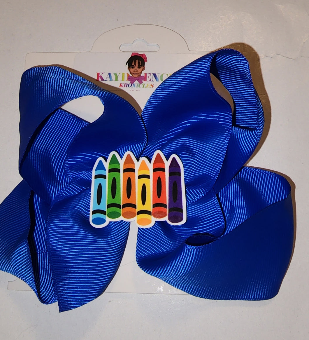 6 Inch Back To School / BTS Crayons Hair Bow
