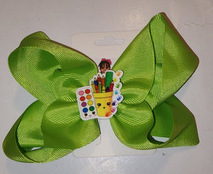 6 Inch Hair Bow with Back to School Supplies
