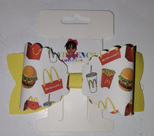 Load image into Gallery viewer, Burgers &amp; Fries Faux Leather Boutique Hair Bow
