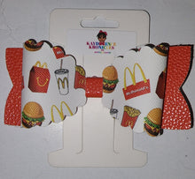 Load image into Gallery viewer, Burgers &amp; Fries Faux Leather Boutique Hair Bow
