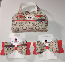 Load image into Gallery viewer, Double G Faux Leather Purse and Hair Bow Set
