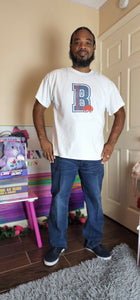 Denim Print Big Letter and Mascot T-Shirt (Adult Sizes)