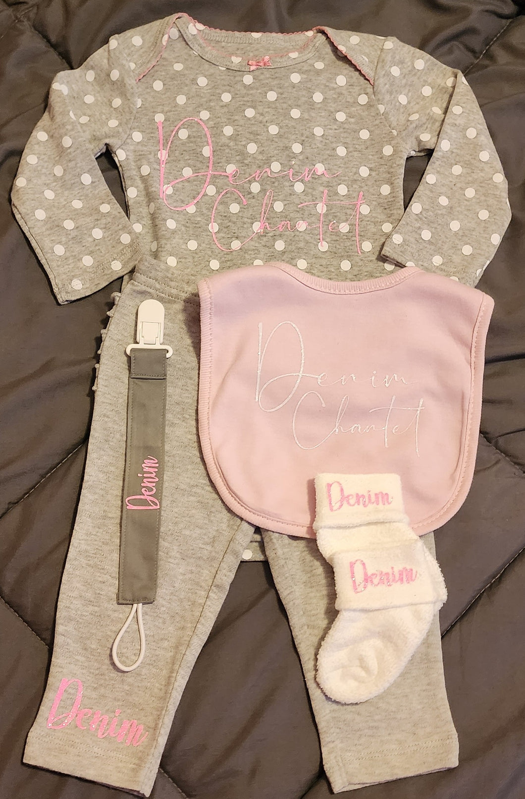Personalized Long Sleeved First/Middle Name Signature Baby Outfit