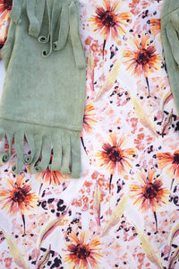 Floral print dress with suede tassel vest set CXQTZ-202992