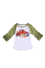 Load image into Gallery viewer, Pumpkin truck olive icing sleeve raglan shirt ZX-319456
