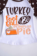 Load image into Gallery viewer, Turkey football pumpkin pie polkadot raglan shirt ZX-319498
