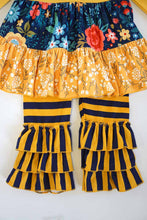Load image into Gallery viewer, Yellow floral ruffle stripe pants set CKTZ-319527
