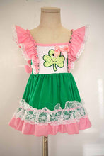 Load image into Gallery viewer, Pink green clover applique flutter dress QZ-319708 sale
