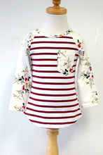 Load image into Gallery viewer, Floral Stripe Pocket Top DYSY-400610
