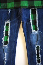 Load image into Gallery viewer, Green plaid ruffle tunic with jeans set CXCKTZ-400885 special sale
