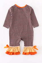 Load image into Gallery viewer, Thanksgiving plaid pumpkin baby romper
