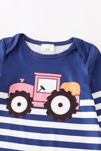 Load image into Gallery viewer, Stripe tractor baby romper
