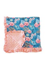 Load image into Gallery viewer, Blue floral minky blanket

