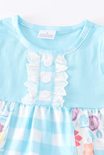 Load image into Gallery viewer, Blue plaid floral ruffle set
