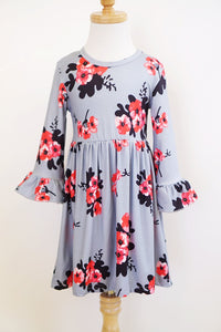 Floral Print Ruffle Dress for girls QZ-501064