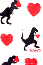 Load image into Gallery viewer, Valentine&#39;s Day Red Raglan shirt heart Dinosaur Unisex 503088
