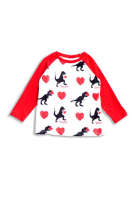Valentine's Day Red Raglan shirt heart Dinosaur Unisex 503088