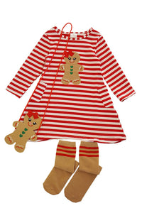 Ginger bread red stripe dress bag socks 3 pcs set CXQZ-503940 24 days deal