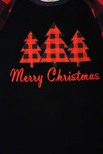 Load image into Gallery viewer, Black red plaid christmas tree raglan shirt CXSY-503980
