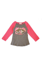 Load image into Gallery viewer, Pink leopard vintage pink up truck raglan shirt CXSY-504032

