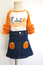 Load image into Gallery viewer, Orange cutest pumpkin with denim skirt set CXQTZ-580326 sale
