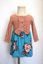 Load image into Gallery viewer, Teal floral &amp; pink bow dress CXQZ-580338
