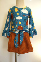 Load image into Gallery viewer, Teal pumpkin print tunic with skirt set CXQTZ-580451

