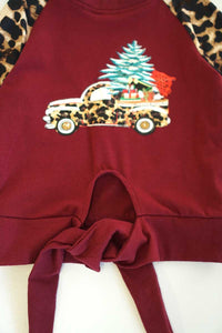 Maroon christmas tree raglan shirt CXSY-580485 sale