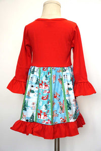 Red deer christmas print ruffle twirl dress 809149