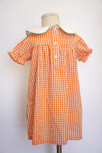 Load image into Gallery viewer, Orange plaid girls pumpkin embroidery dress 900055
