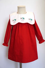Load image into Gallery viewer, Red reindeer embroidery bishop girls dress 900059
