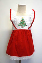 Load image into Gallery viewer, Red christmas tree flutter sleeve dress 900078

