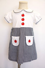 Load image into Gallery viewer, Back to school apple embroidery girls dress 900008-1
