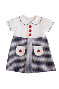 Back to school apple embroidery girls dress 900008-1