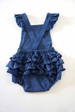 Load image into Gallery viewer, Denim knit cotton ruffle baby romper
