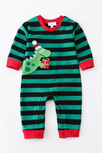 Load image into Gallery viewer, Green stipe dino baby romper
