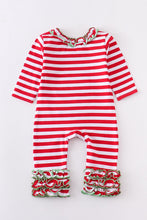 Load image into Gallery viewer, Red stripe santa applique baby romper
