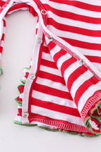 Load image into Gallery viewer, Red stripe santa applique baby romper

