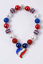 Load image into Gallery viewer, July 4th heart bubble chunky necklace
