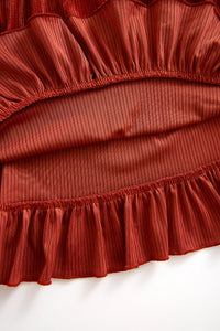 Maroon velvet ruffle dress